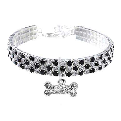 RayMinsino Haustierhalsband mit Diamanten, Verstellbarer Kristalldiamant elastischer Knochenanhänger Hochzeitskatze und Hund Kleiner Haustierhalskettenschmuck von RayMinsino