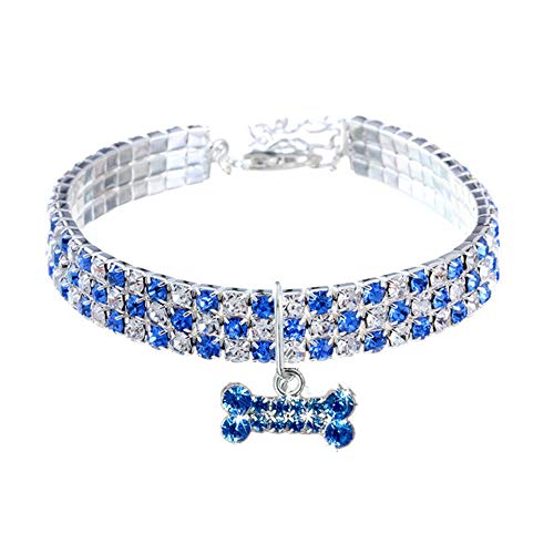 RayMinsino Haustierhalsband mit Diamanten, Verstellbarer Kristalldiamant elastischer Knochenanhänger Hochzeitskatze und Hund Kleiner Haustierhalskettenschmuck von RayMinsino