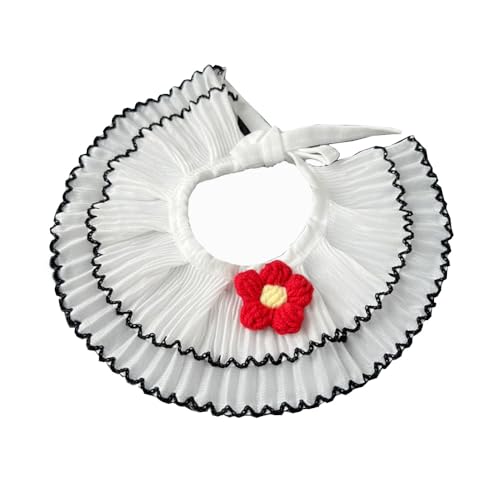 RayMinsino Niedliches Katzen-Lätzchen, Haustier-Lätzchen, Blumen-Lätzchen, Halsband für Haustiere, Katzenkleidung, dekoratives Zubehör (Rot, XS) von RayMinsino