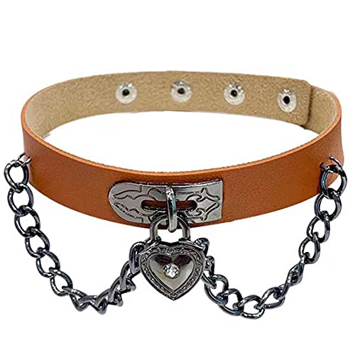 RayMinsino Pet Rock Punk Stil Halskette Dunkle Kette Love Leder Halsband Hundehalsband (31 - 49 cm) von RayMinsino