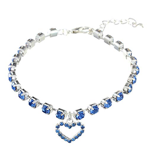 RayMinsino Pet Single-Flow Strass Katzen- und Hundeschmuck Haustierhalsband Verstellbarer Prinz- und Prinzessinnenschmuck mit herzförmigem Anhänger von RayMinsino