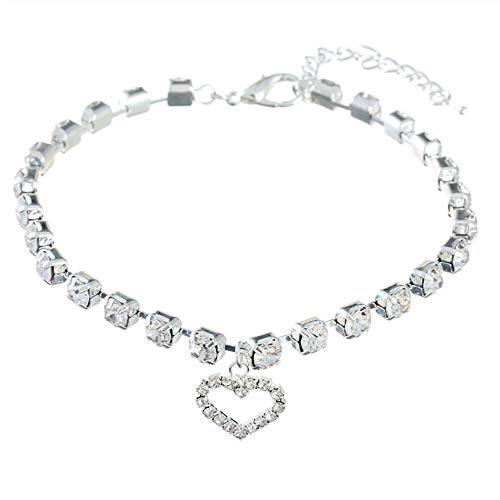 RayMinsino Pet Single-Flow Strass Katzen- und Hundeschmuck Haustierhalsband Verstellbarer Prinz- und Prinzessinnenschmuck mit herzförmigem Anhänger von RayMinsino