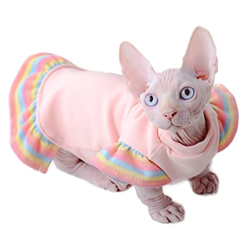 RayMinsino Sphinx Haarlose Katzenkleidung Anti-Depilation Soft Pink Rainbow Fledermaus Flying Sleeves Shorty Hairless Cat Clothes von RayMinsino