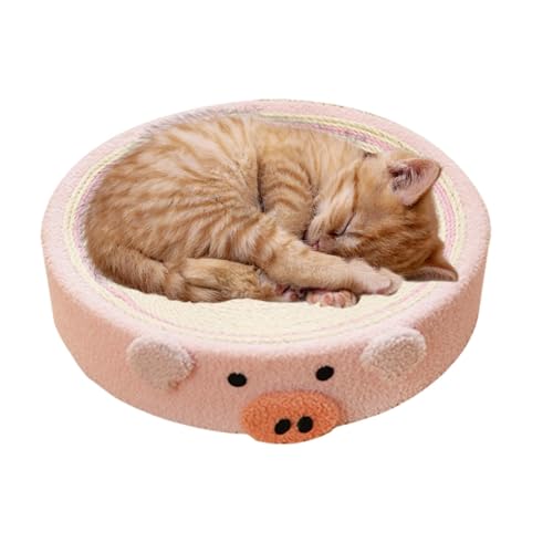 Cat Scratching Board Round - 40x40x10cm Katzenkratzbretter Rund, Obst-Katzenkratzer Sisal, Rundes Katzenbett Sisal, Krallenschärfendes Katzenspielzeug Mit Fruchtdesign, Light Pink von Raypontia