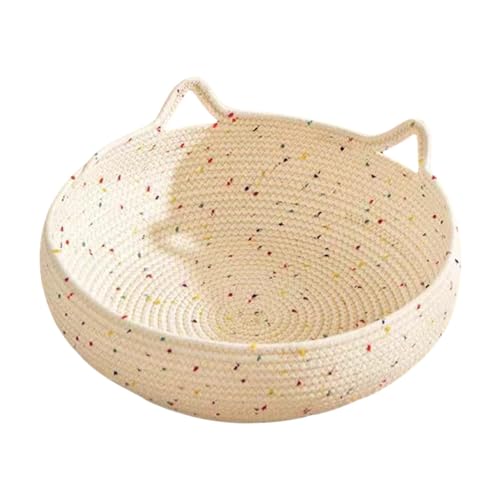 Raypontia Katzenbett Geflochtenes - 30 cm Katzenbett Aus Baumwollseil - Haustier Katzenbett Beige,Katzennestchen Geflochtenes,Katzenbett Sommer,Haustier Schlafsack Für Katzen Und Kleine Hunde 40cm, von Raypontia