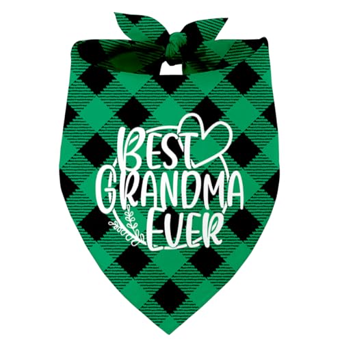 Razpah Best Grandma Ever Dog Bandana, Grüne Weihnachtsbandana für kleine, mittelgroße und große Hunde (R3) von Razpah