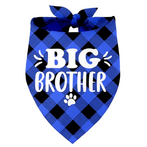 Big Brother Hund Bandana, Hund Bandana, Haustier Hund Dreieck Schal Bandanas Lätzchen, Haustier Schal Zubehör, Haustier Baby Ankündigung Plaid Schal Gender Reveal Zubehör, Hund Bandana von Razpah