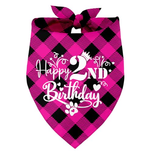 Happy 2nd Birthday Party Dog Bandana, Pet Dog Triangle Scarf Bandanas Lätzchen, Haustier Schal Zubehör, bedruckte Hundehalstücher Geschenk für Hundeliebhaber Geburtstagsparty Geburtstag Party Hund von Razpah