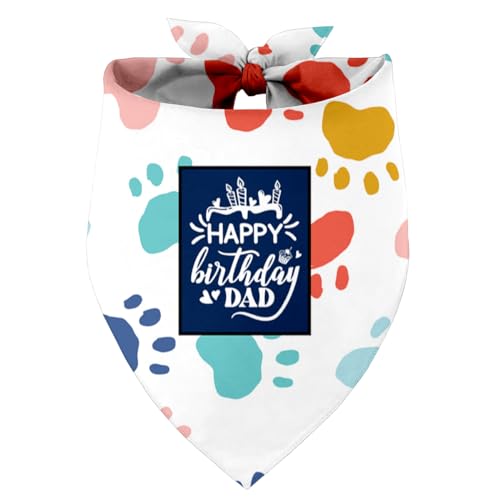 Happy Birthday Dad Hund Bandana, Papas Geschenk Hund Bandana, Haustier Schal Zubehör, Gedruckt Hund Bandanas Geschenk für Hund Geburtstag Party, Hund Bandana Geschenk für Kleine Mittlere Große Hunde, von Razpah