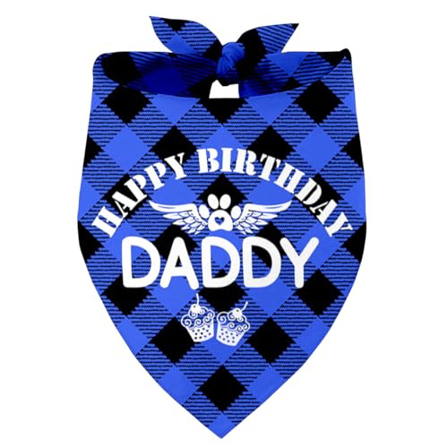 Happy Birthday Dad Hund Bandana, Papas Geschenk Hund Bandana, Haustier Schal Zubehör, Gedruckt Hund Bandanas Geschenk für Hund Geburtstag Party, Hund Bandana Geschenk für Kleine Mittlere Große Hunde, von Razpah