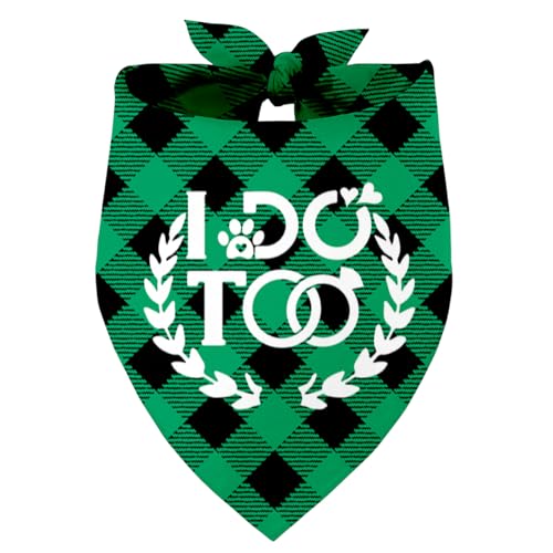 I Do Too Verlobung Hochzeit Hund Bandana, Hochzeit Party Hund Bandana, Haustier Schal Zubehör, Bedruckte Hund Bandanas Geschenk für Hundeliebhaber Party, Rot Plaid Bandana Geschenk für Kleine Mittlere von Razpah