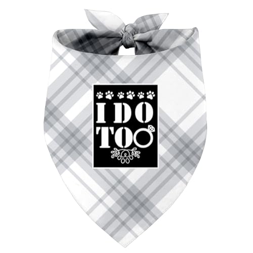 I Do Too Verlobung Hochzeit Hund Bandana, Hochzeit Party Hund Bandana, Haustier Schal Zubehör, Bedruckte Hund Bandanas Geschenk für Hundeliebhaber Party, Rot Plaid Bandana Geschenk für Kleine Mittlere von Razpah