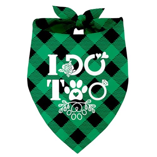 I Do Too Verlobung Hochzeit Hund Bandana, Hochzeit Party Hund Bandana, Haustier Schal Zubehör, Bedruckte Hund Bandanas Geschenk für Hundeliebhaber Party, Rot Plaid Bandana Geschenk für Kleine Mittlere von Razpah