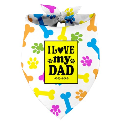 I Love My Dad Hund Bandana, Papas Geschenk Hund Bandana, Haustier Schal Zubehör, Bedruckte Hund Bandanas Geschenk für Hundeliebhaber Geburtstag oder Weihnachten, Vatertag Party, Geschenk für Kleine von Razpah