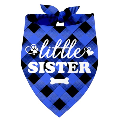 Kleine Schwester Hund Bandanas, Hund Bandanas, Haustier Hund Dreieck Schal Bandanas Lätzchen, Haustier Schal Zubehör, Haustier Baby Ankündigung Plaid Schal Gender Reveal Zubehör, Hund Bandana Haustier von Razpah