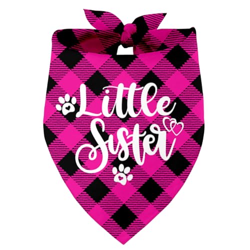 Kleine Schwester Hund Bandanas, Hund Bandanas, Haustier Hund Dreieck Schal Bandanas Lätzchen, Haustier Schal Zubehör, Haustier Baby Ankündigung Plaid Schal Gender Reveal Zubehör, Hund Bandana Haustier von Razpah