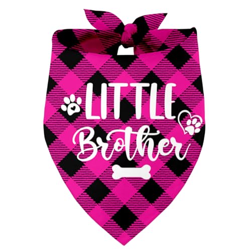 Little Brother Hundehalstücher, Hundehalstücher, Dreieckstuch für Haustiere, Lätzchen, Haustier-Schal-Zubehör, Haustier-Baby-Ankündigung, karierter Schal, Gender Reveal-Zubehör, Hunde-Bandana, von Razpah