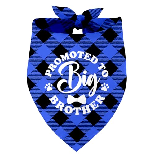 Promoted to Big Brother Hund Bandanas, Haustier Hund Dreieck Schal Bandanas Lätzchen, Haustier Schal Zubehör, Haustier Baby Ankündigung Plaid Schal Gender Reveal Zubehör, Hund Bandana Haustier von Razpah