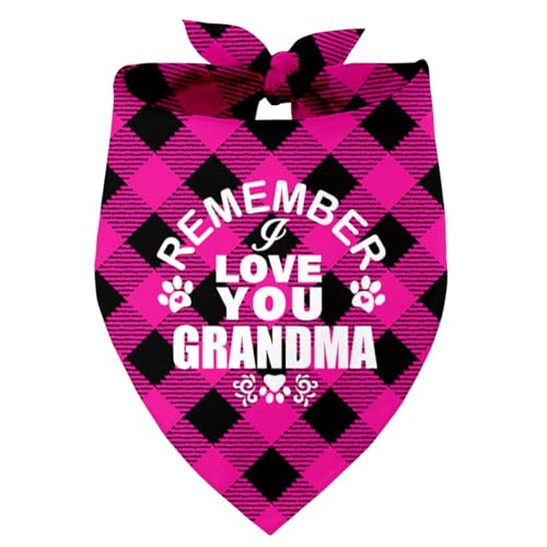 Remember I Love You Grandma Hund Bandana, Hund Oma Geschenk, Haustier Schal Zubehör, Bedruckte Hund Bandanas Geschenk für Hundeliebhaber Geburtstag oder Weihnachten, für Kleine Mittlere Große Hunde von Razpah