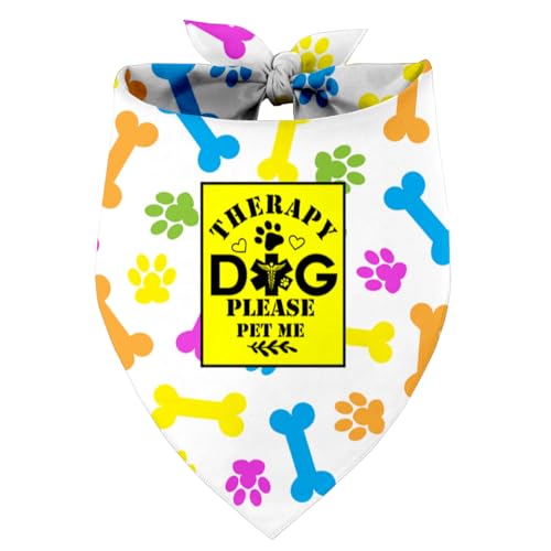 Therapy Dog Please Pet Me Hundehalstuch, Haustier Hund Dreieckstuch Bandanas Lätzchen, Haustier Schal Zubehör, Bedruckte Hundehalstücher Geschenk für Hundeliebhaber Party, Hund Bandana Geschenk für von Razpah