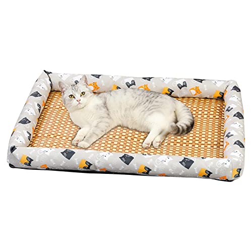 Rben Bambus-Kühlmatten für Hunde - Sommer Isomatte für Hunde Katzen Cool Pad - Selbstkühlendes Bett für kleine, mittelgroße Haustiere, Welpenkätzchen, zufällige uster von Rben