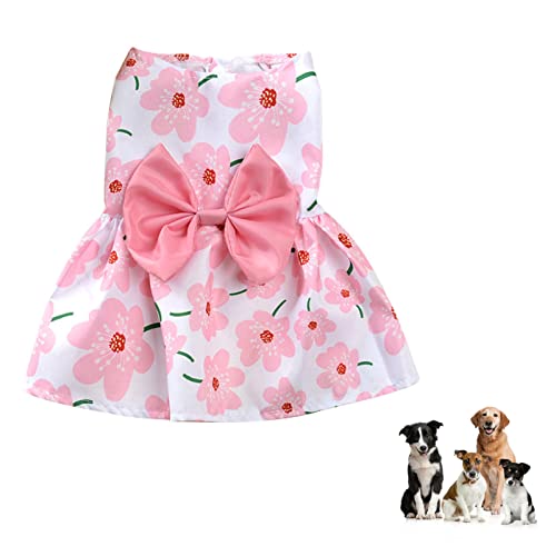 Rben Hunde Frühlingskleid Bowknot für kleine Hunde mit Fliege, Hawaiianische Gänseblümchen-Welpenkleider für kleine mittelgroße Hunde, Mädchen-Hundekleidung, Outfit, süße Sommer-Katzenkleidung von Rben