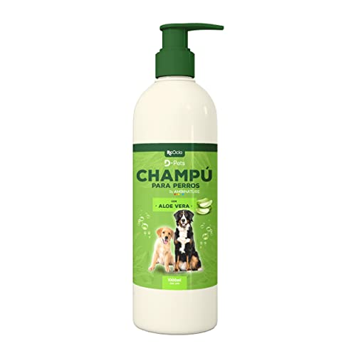 Hundeshampoo mit Aloe Vera | Empfindliches Hautshampoo 1 Liter mit Aloe Vera | Hunde Shampoo gegen Geruch weiß oder dunkel Fell mit Aloe Vera für Dermatitis | Langes oder kurzes Fell auch für Welpen von RcOcio