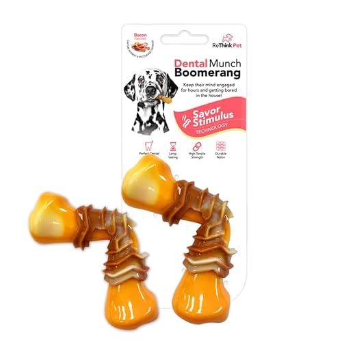 ReThink Pet Dental Munch Bumerang Haustierspielzeug, Speckduft, robustes Hundespielzeug für aggressive Kauer von ReThink Pet