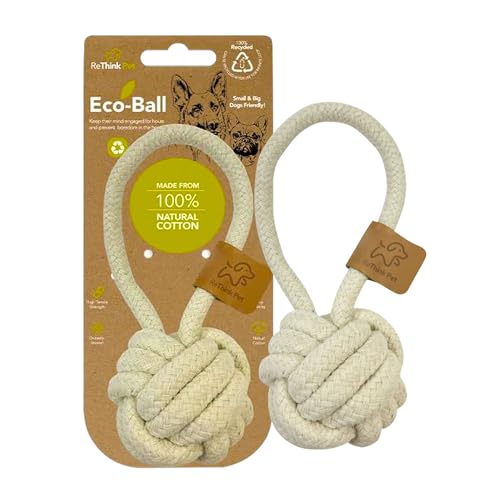 ReThink Pet Eco Cotton Rope Ball Hundespielzeug, Natürliche Baumwolle Hundespielzeug & Ball Seil Spielzeug für Hunde, Seilspielzeug für Große & Kleine Hunde, Dicht Gewebtes & Langlebiges von ReThink Pet