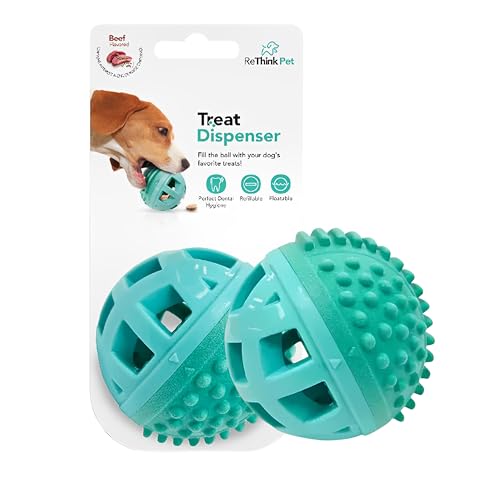 ReThink Pet Leckerli-Spender Ball Spielzeug – Hundebälle aus Gummi mit Rinderduft, Hundespielzeug, um sie zu beschäftigen, Blau von ReThink Pet