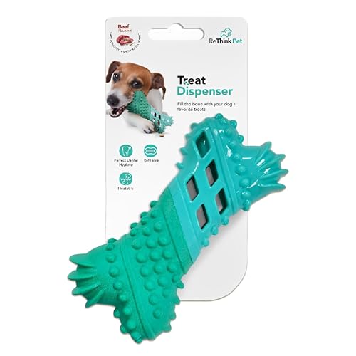 ReThink Pet Leckerli-Spender Spielzeug Knochen - Kauspielzeug aus Gummi mit Rinderduft für Hunde, Anreicherung von Hunden von ReThink Pet