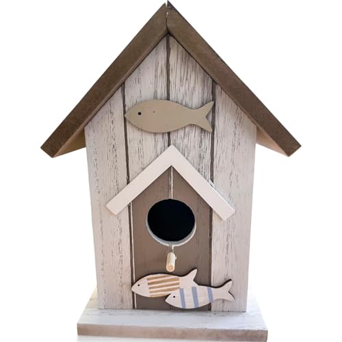 Vogelhaus Baduna - Fische - Maritim Futterstelle Garten Outdoor Dekoration Aufhängung Futterstelle Nistkasten Balkon terasse Dekorativ 15 x 12 x 19 cm von ReWu