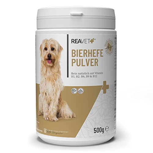 ReaVET Bierhefe Pulver für Hunde & Katzen 500g - Reine Bierhefe gemahlen gegen Haarausfall, Natürliche B Vitamine und Biotin für Hund und Katze, Ohne Zusätze von ReaVET