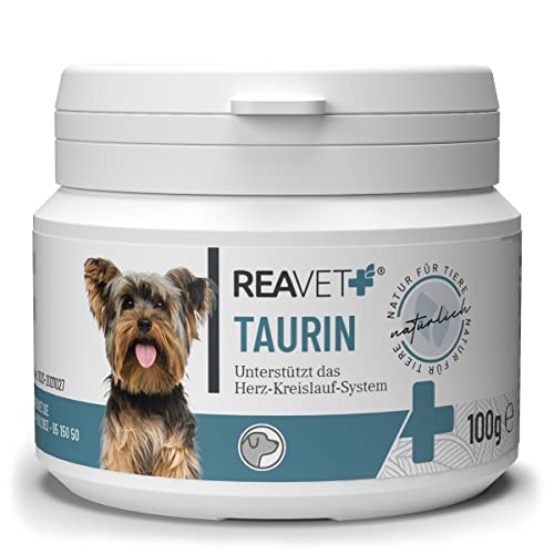 ReaVET Taurin für Hunde 100g – Unterstützung des Herz-Kreislauf-Systems, Taurin Pulver 100% rein, Aminosäuren unterstützen Abwehrkräfte & Zellstoffwechsel von ReaVET