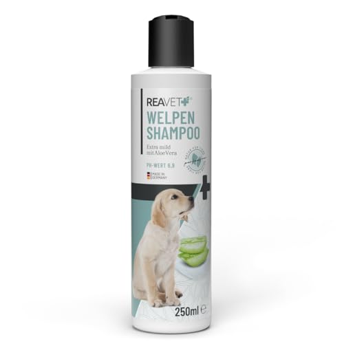 ReaVET Welpenshampoo Aloe Vera 250ml – extra mild für Hunde Welpen I Hundeshampoo, Shampoo für Hunde - glänzendes & leicht kämmbares Fell, Parfumfrei, Hundeshampoo Sensitiv von ReaVET