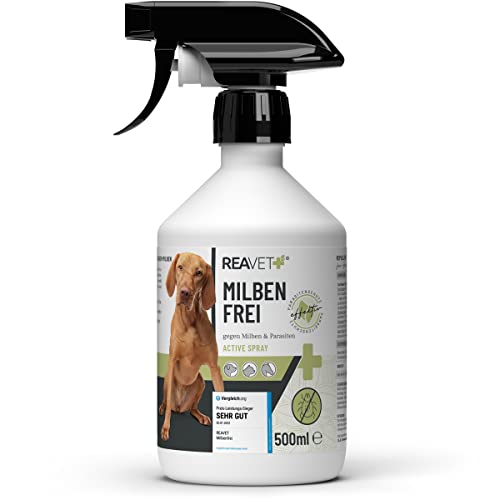 ReaVET Anti Milben-Spray für Hunde, Katzen & Pferde 500ml - Milbenspray mit Soforteffekt gegen Juckreiz & Befall, Antimilbenspray I Milbenschutz zur effektiven Abwehr von Milben & Parasiten von ReaVET