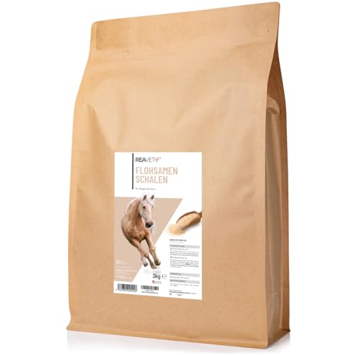 ReaVET Flohsamenschalen für Pferd & Hund 3kg - Naturrein in Premium Qualität, Ballaststoffreich, Glutenfrei I Flohsamen für Pferde, Hunde in Premiumqualität, Ohne Zusätze von ReaVET