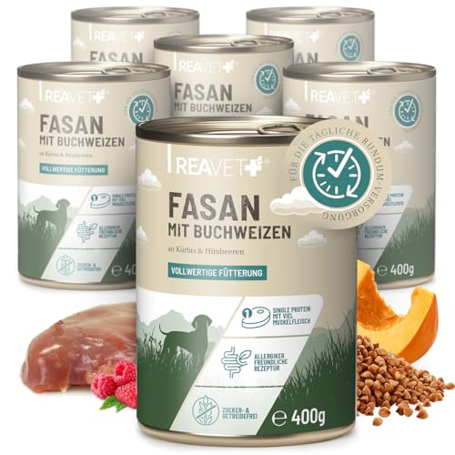 ReaVET Premium Hunde Nassfutter - Fasan an Buchweizen & Himbeeren 6 x 400g I mit hohem Fleischanteil & viel Muskelfleisch, Getreidefrei, Hundefutter nass, ohne Zucker von ReaVET