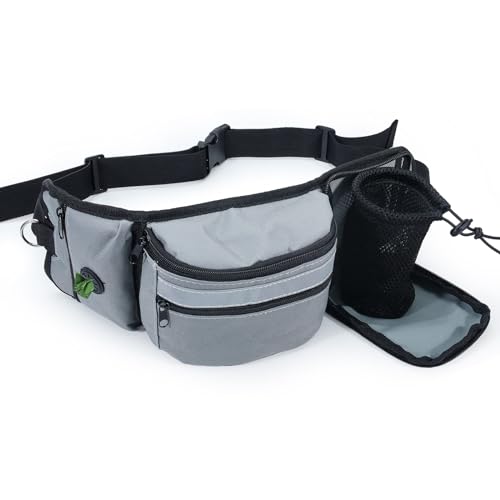 Realand Hundeleckerli-Tasche für Spaziergänge, Leckerli-Taschen für Haustier-Training mit Hüftgurt, Leckerli-Tasche für Hundetraining, Leckerlibeutel, Trainingstasche, Grau von Realand