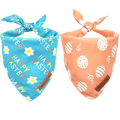 Realeaf Happy Easter Hundehalstücher 2er-Pack, wendbarer Haustierschal für Jungen und Mädchen, Premium langlebiger Stoff, Urlaub Bandana für kleine, mittelgroße und große Hunde (X-Large, Ostern) von Realeaf