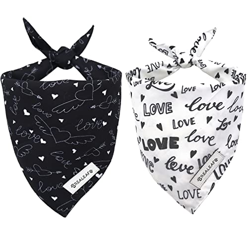 Realeaf Hochzeit Hund Bandanas 2er-Pack, Verlobung Hund Schal für Jungen und Mädchen, Premium Durable Fabric, Bandana für kleine, mittelgroße, große und extra große Hunde (X-Large) von Realeaf