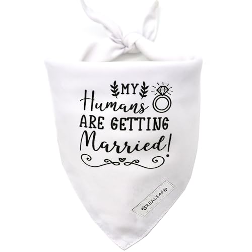 Realeaf Hundehalstuch, Verlobungsgeschenk, Aufschrift "My Humans are Getting Married", Hochzeits-Outfit für Jungen und Mädchen, hochwertiger strapazierfähiger Stoff, Hunde-Verlobungsankündigung für von Realeaf