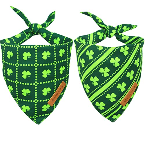 Realeaf St. Patrick's Day Hundehalstücher, 2er-Pack, wendbarer Haustierschal für Jungen und Mädchen, Urlaubs-Bandana für große und extra große Hunde (X-Large, St. Patrick's Day) von Realeaf