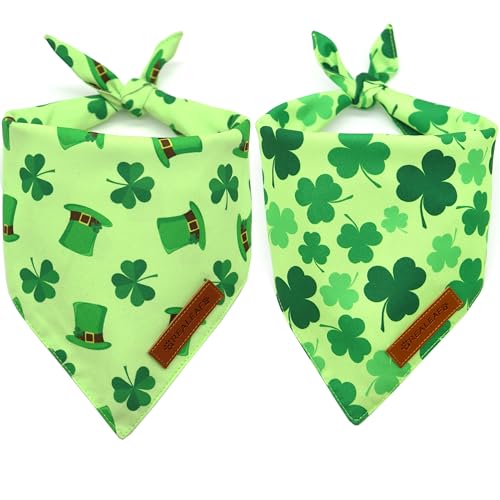 Realeaf St. Patrick's Day Hundehalstücher, dreieckig, wendbar, für Jungen und Mädchen, hochwertiger strapazierfähiger Stoff, Urlaubstuch, Bandana für kleine und mittelgroße Hunde, Größe S, 2 Stück von Realeaf