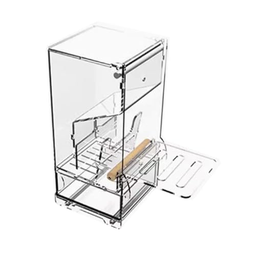 Vogelheimer Staubdes Lebensmittelspender Nonsplash Papageien Futterfuttermittel Vogelkäfig Clear Samen Feeder Automatic Food Container von Rebellious