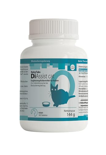 DiAssist Cat Ergänzungsfuttermittel: Blutzuckerregulierung für Katzen, Enthält Pep2Dia®, Fördert Wohlbefinden, Einfache Anwendung, 180 Tabletten von Rebopharm