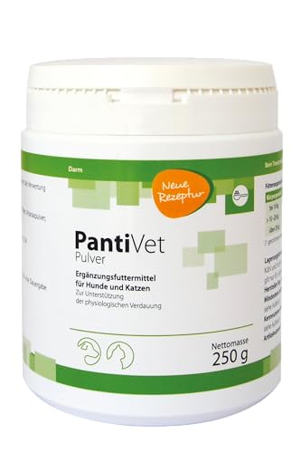 PantiVet Pulver für Hunde und Katzen – Natürliche Verdauungshilfe & Magen-Darm-Stabilisierung, Ideal für Diabetiker, Ergänzungsfuttermittel mit Flohsamenschalen, Ananas & Banane, 250g von Rebopharm