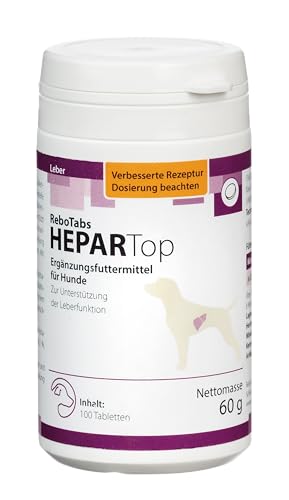 Hepartop Leberfunktions-Tabletten für Hunde: Mit Mariendistel, Artischocke & Süßholzwurzel, kann Leberaktivität fördern, Natürliche Inhaltsstoffe, Dosierbar nach Gewicht 100 Stück von Rebopharm