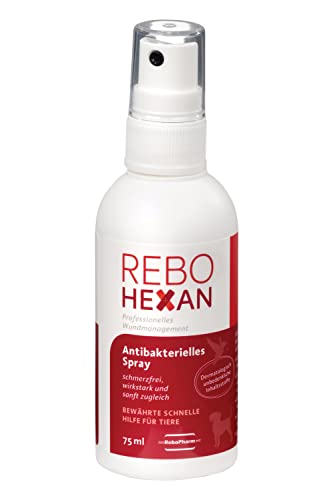 ReboHexan Wundspray 75 ml: Polihexanidbasierte Wundreinigung für alle Haustiere, Erreicht tief liegende Stellen, Präzise Sprühapplikation, Entfernt effektiv Unreinheiten von Rebohexan