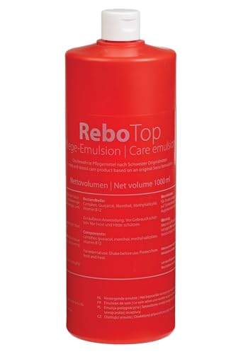 ReboTop Pflege-Emulsion 1000 ml: Vielseitiges Haut- & Euterpflegemittel, Bewährtes Schweizer Rezept, Enthält Campher & Menthol, kann geschmeidiges Gewebe fördern von ReboTop